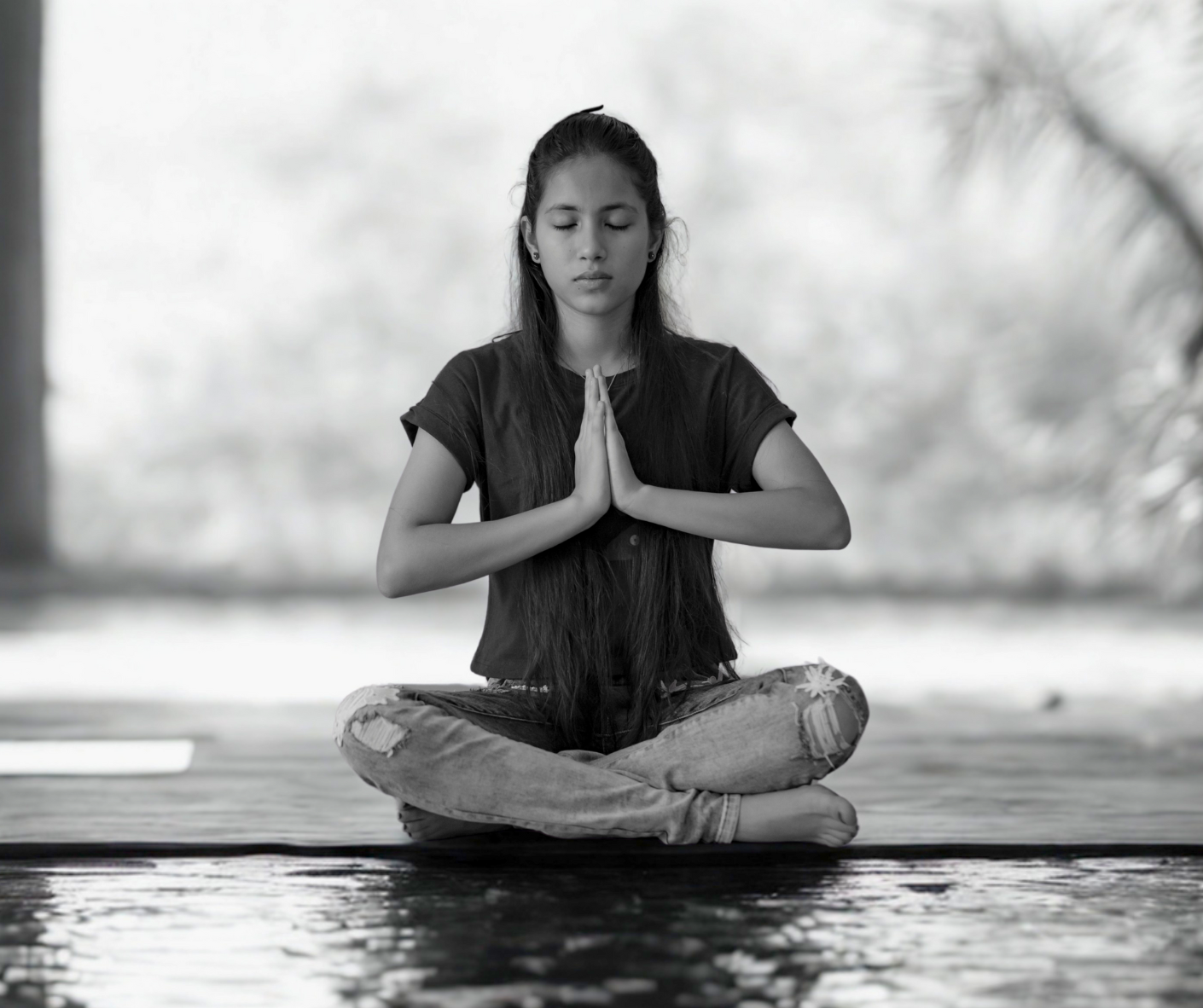 Young girl meditating